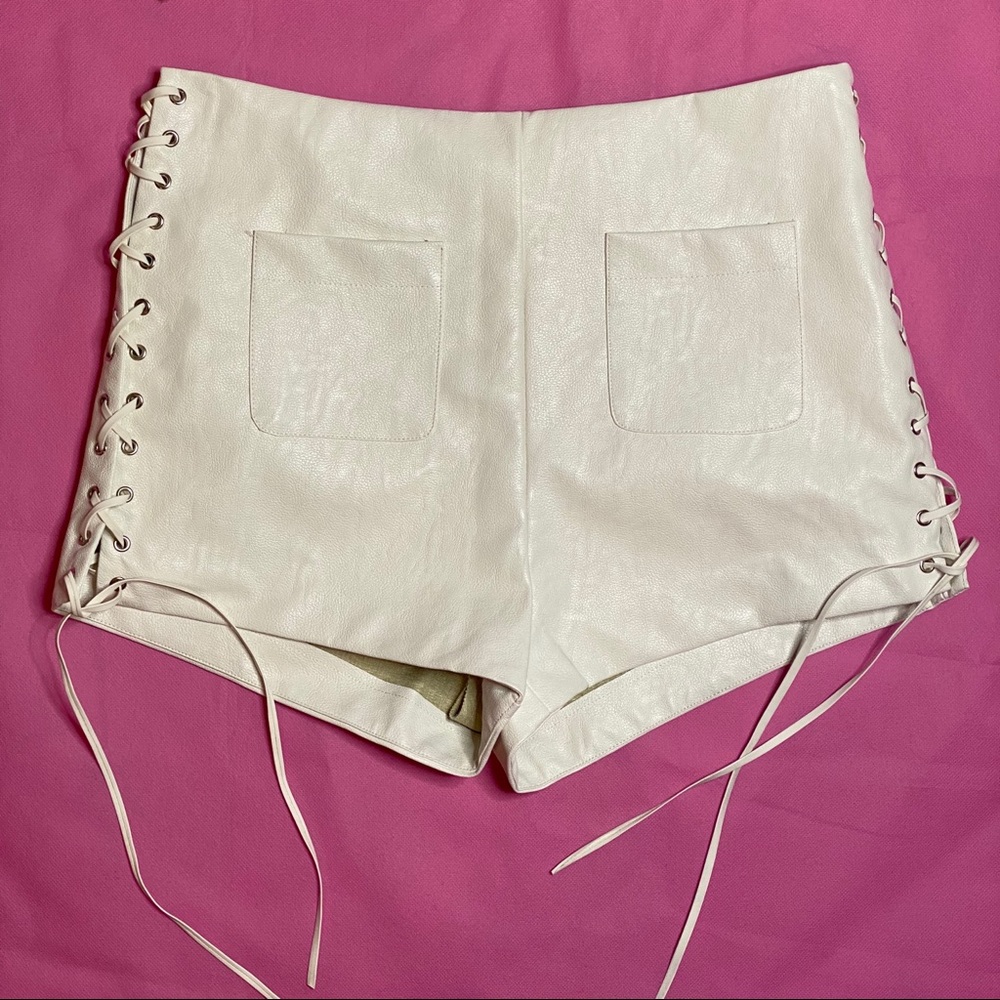 High-waited leather shorts